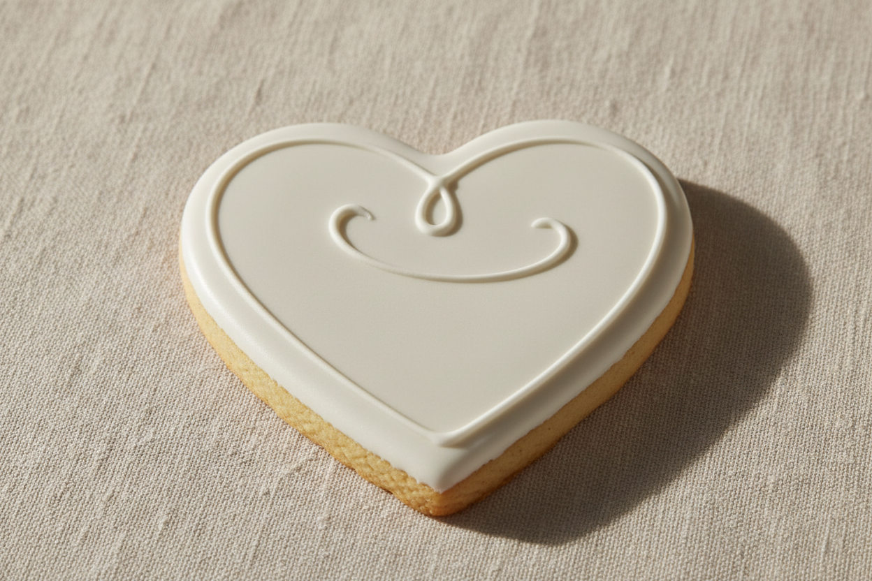 white heart cookie simple elegant